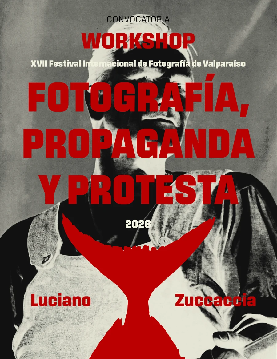 Portada de la convocatoria Fotografía, propaganda y protesta, de Luciano Zuccaccia